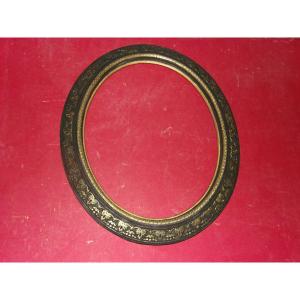 Oval Frame, 19th Century, Napoleon III, Black And Gold.