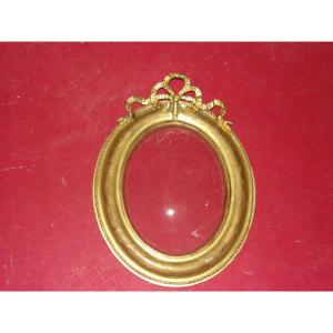 19th Century Frame, In Golden Wood; With Curved Glass.