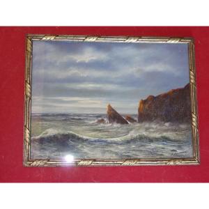 Oceanside, Pastel By Eugène Sénamaux, 20th Century.