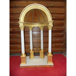 Large Dome In Painted And Gilded Wood.