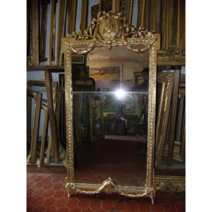 Fronton Mirror, 19th Century, In Golden Wood.