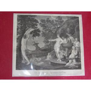 "diana Changes Actaeon Into A Stag", 18th Century Engraving.