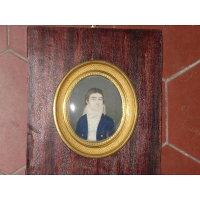 Bust Of A Man, Miniature On Ivory, Late 18th Time.