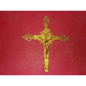 19th Century Gilt Bronze Processional Cross.