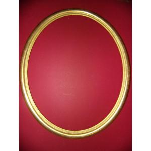 Oval Frame From The 19th Century, In Gilded Wood.