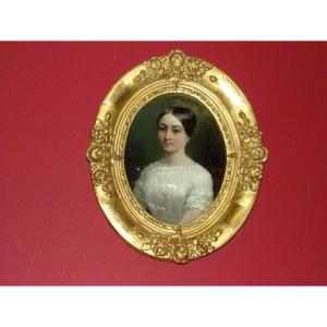 Portrait Of A Young Woman, Painting From The 19th Century.