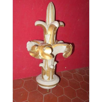 Decor Fleur De Lys Carved 19th Time.
