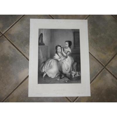 The "sisters Of Milk", Lithograph Period End 19th.