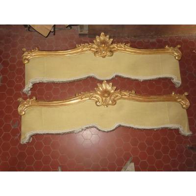 Pair Of Valances In Golden Wood, 19th Century.