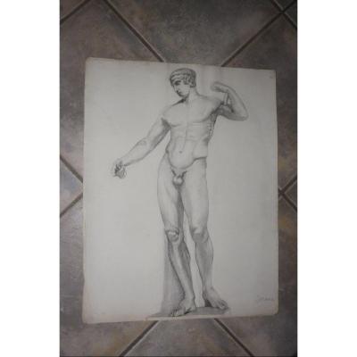 Large Nude Drawing Early 20th Century. 