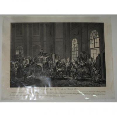 Departure Of The King Louis XVIII, Engraving, 19th Century.