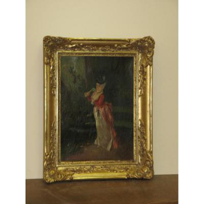 Painting, Girl In A Park, 19th.