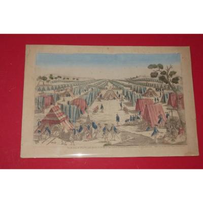 " Vue d'un camp de l'Armée Prussienne", vue d'optique époque 18ème.