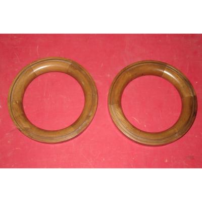 Pair Of Round Wooden Frames, Early 20th Century.