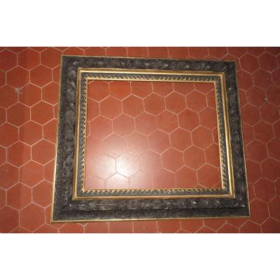 19th Century Frame, Napoleon III In Black And Golden Wood.