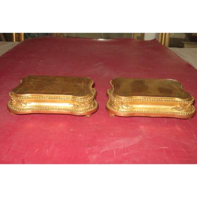 Pair Of Golden Wood Plinths, 19th Time.