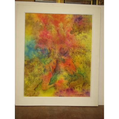 Fantastic Interpretation Of A Dream, Watercolor, 20th.