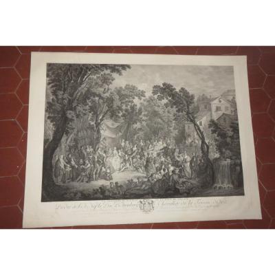 "the Signing Of The Village Wedding Contract", 19th Century Etching.