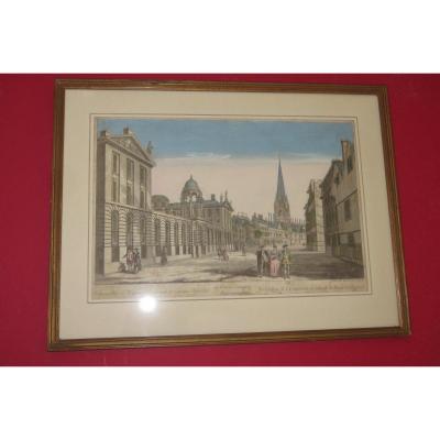 "Le Collège de l'Université à Oxford", vue d'optique époque 18ème.
