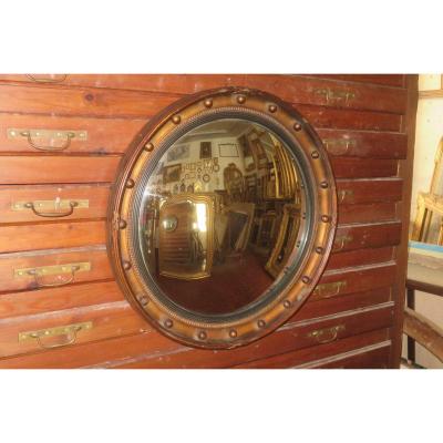Large Witch Mirror, In Gilded Wood, Early 20th Century.