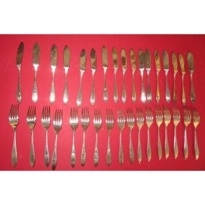 Christofe Fish Cutlery, In Sterling Silver, 20th Time.