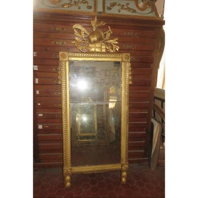 18th Century Mirror, Louis XVI In Golden Wood.