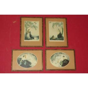 Set Of 4 Engravings From The Early 20th Century, Art Deco.