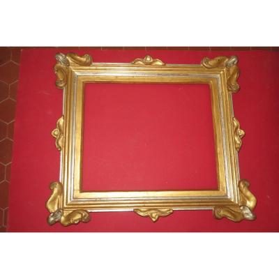 Frame Art Nouveau, Early 20th, In Golden And Silver Wood.
