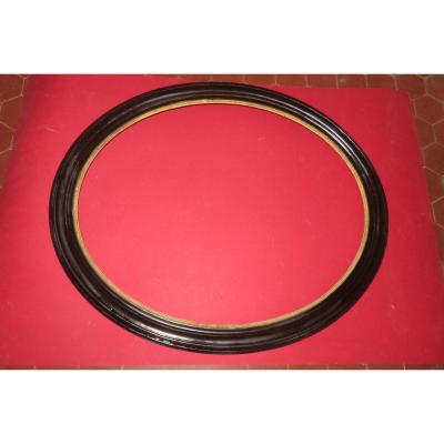 Oval Frame In Black And Gold Wood, 19th Time, Napoleon III.
