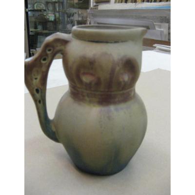 Water Pot, Gré Flamed, Signed Metenier.