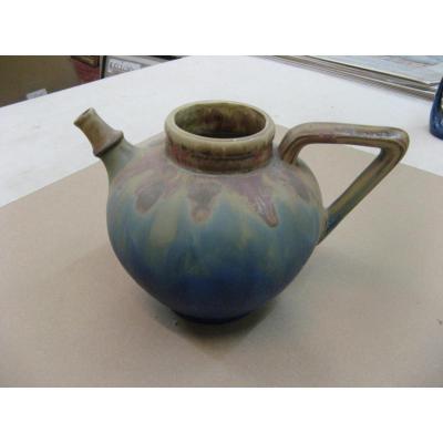 Water Jug, Gré Flamed, Signed Metenier.