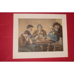 "card Players", 19th Century Engraving.