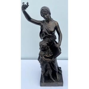 Henri Levasseur (19th Century) – “education” – Patinated Bronze, Société Des Bronzes De Paris –