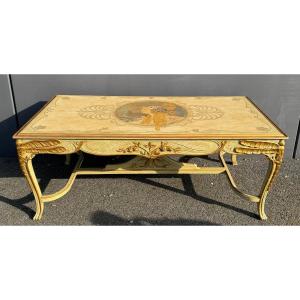 Art Nouveau Coffee Table In The Style Of Alphonse Mucha