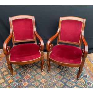 Pair Of Mahogany Restoration Period Armchair