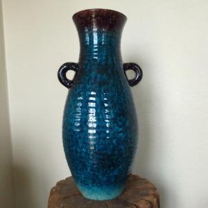 Large Blue And Speckled Brown Accolay Vase, Circa 1950