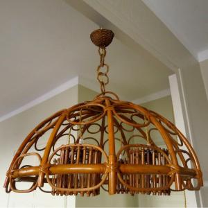 4-light Bamboo Chandelier, 1960