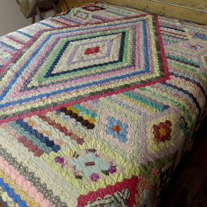 Old Hexagon Patchwork, 20th Century, Cotton