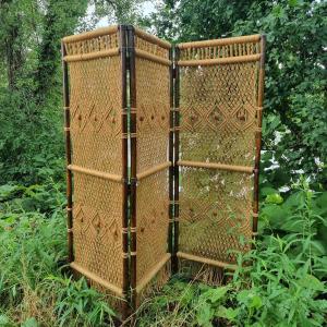 Macramé And Bamboo Screen Around 1970