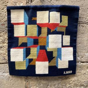 “manhattan” Tapestry By Amato Soro, Sur Canevas, Circa 1980