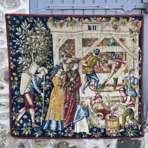 " Presseoir" Tapestry From The Robert Four Factory In Aubusson, Medieval Style 