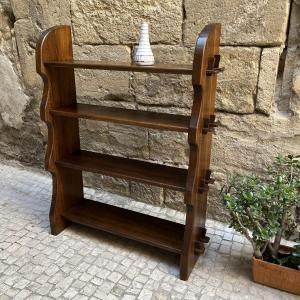 Brutalist Solid Wood Shelf, Circa 1950
