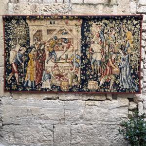 "the Winegrowers" Tapestry From The Robert Four Factory In Aubusson 
