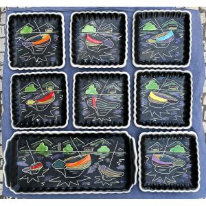 Cerenne Cake Service In Vallauris, Circa 1950