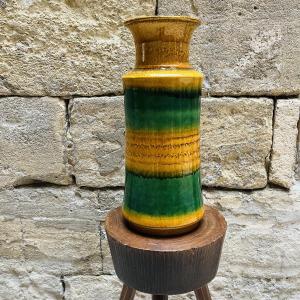 Germany Vase In Yellow  And Green Ceramic From The 1950s-60s