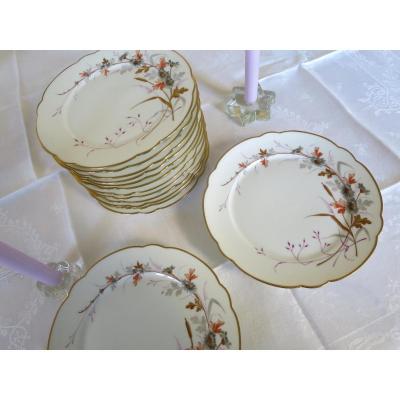 Hand Painted Porcelain Dessert Set With Flower Decor