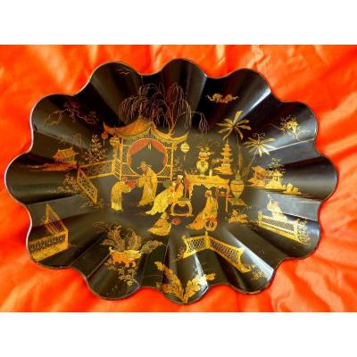 Cup, Empty Pocket Napoleon III With Chinese Decor In Boiled Cardboard