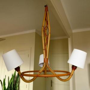 Rattan Chandelier 3 Branches, 1960