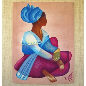 Louis Toffoli Silkscreen Tapestry, After Louis Toffoli's (1907-1999) Cardboard "mikaela"