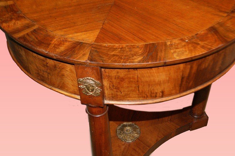 Stupendo Tavolino francese stile Impero del 1800 in legno di mogano con bronzi-photo-2
